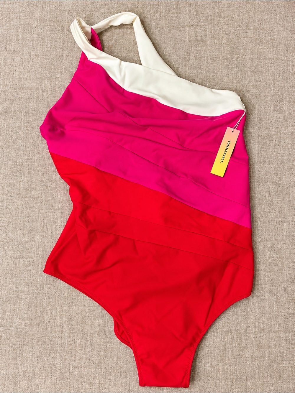 Summersalt - The Sidestroke, One Piece Swimsuit/Red, Pink, Cream (NWT)